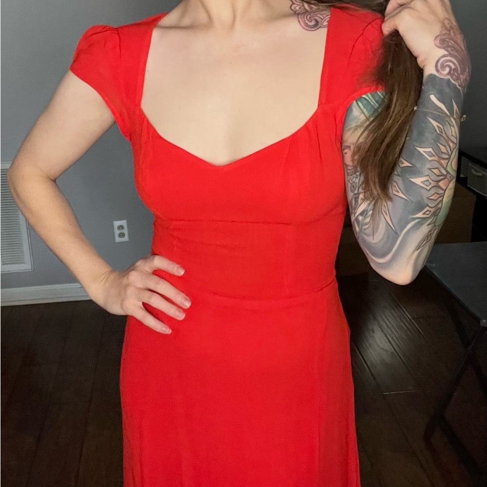 Reformation dress. Tomato red color. Size 2.